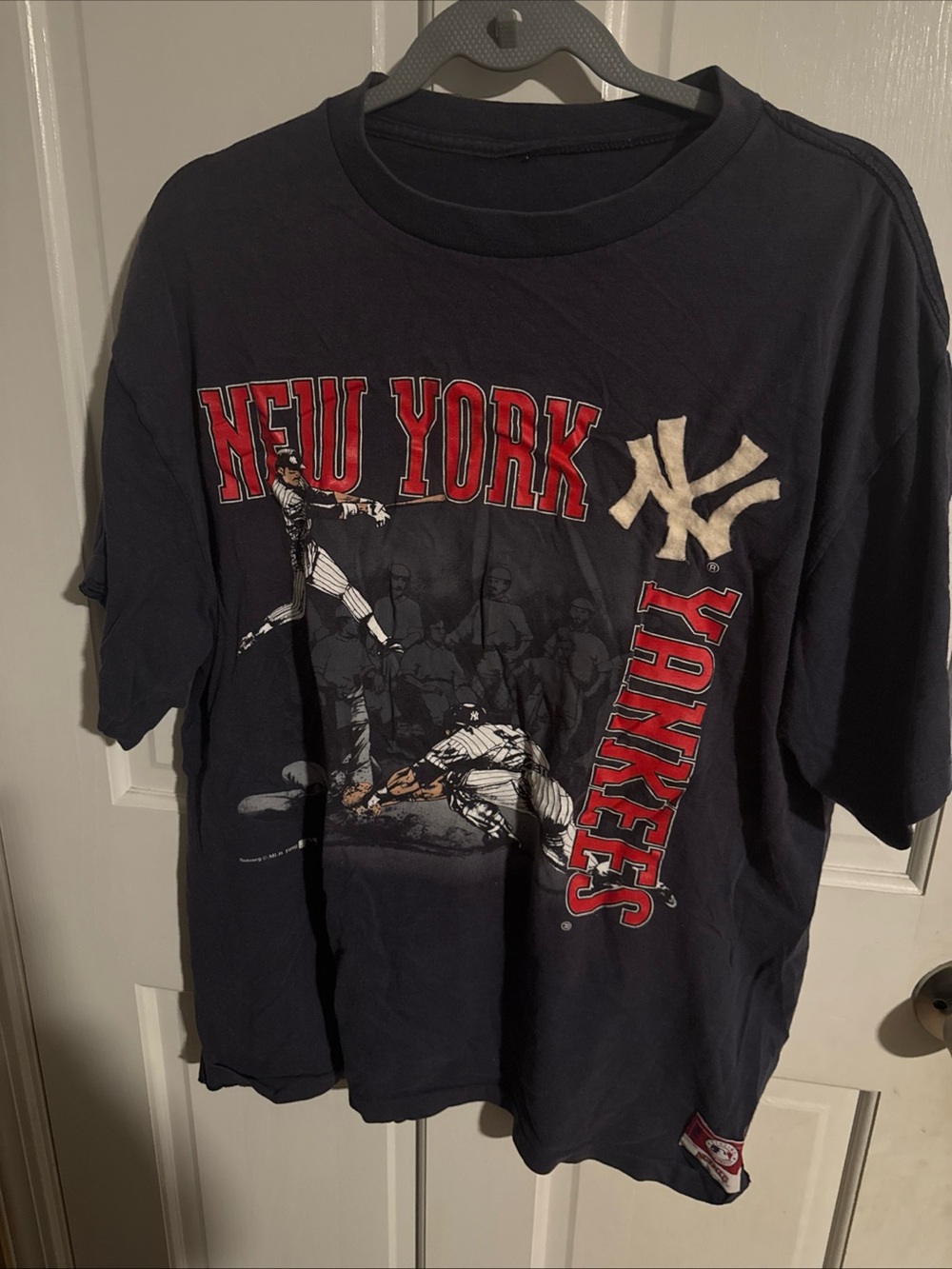 New York Yankees Navy Graphic Tee with Red Lettering